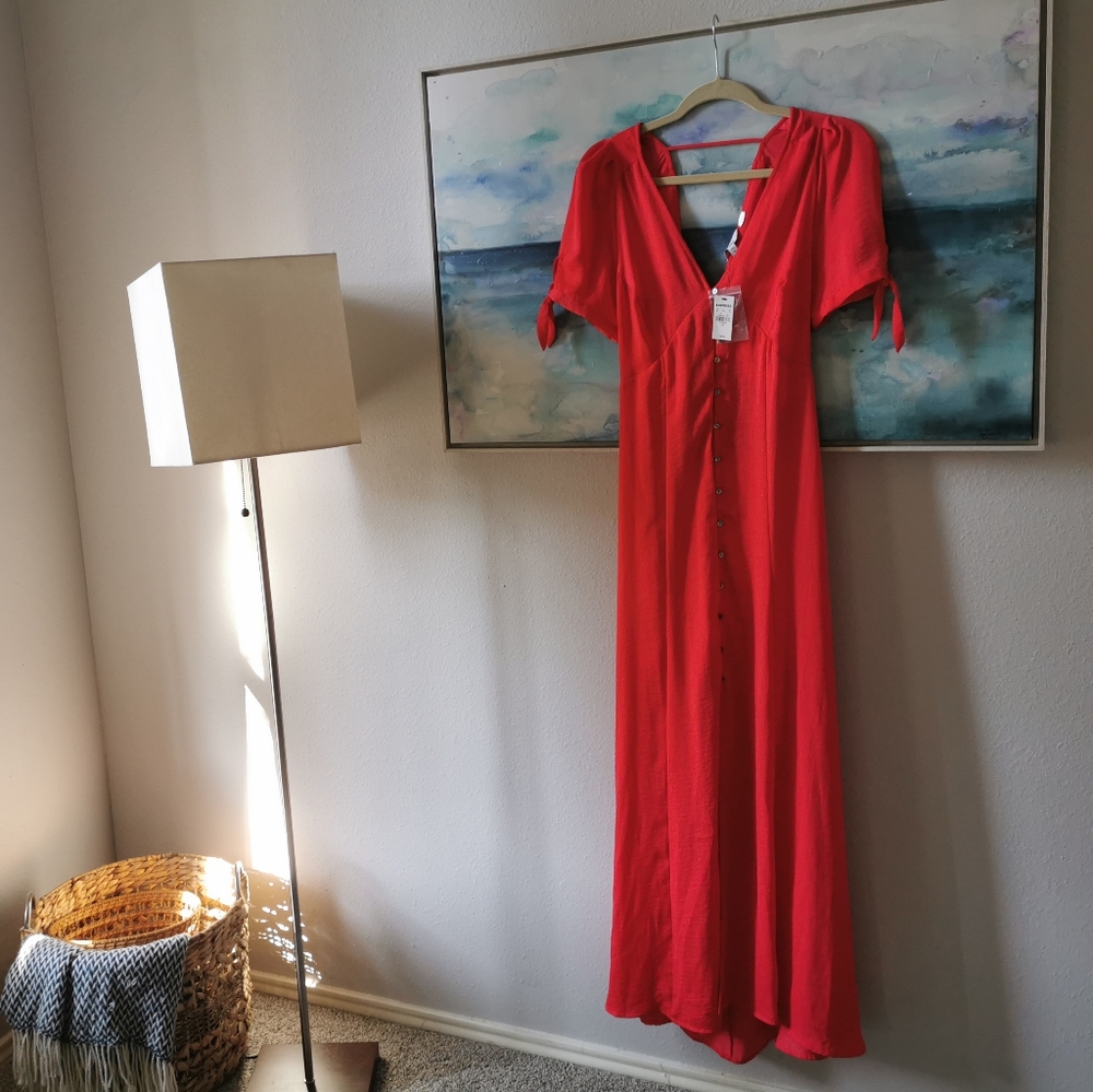 Express Red Vintage Style Backless Dress